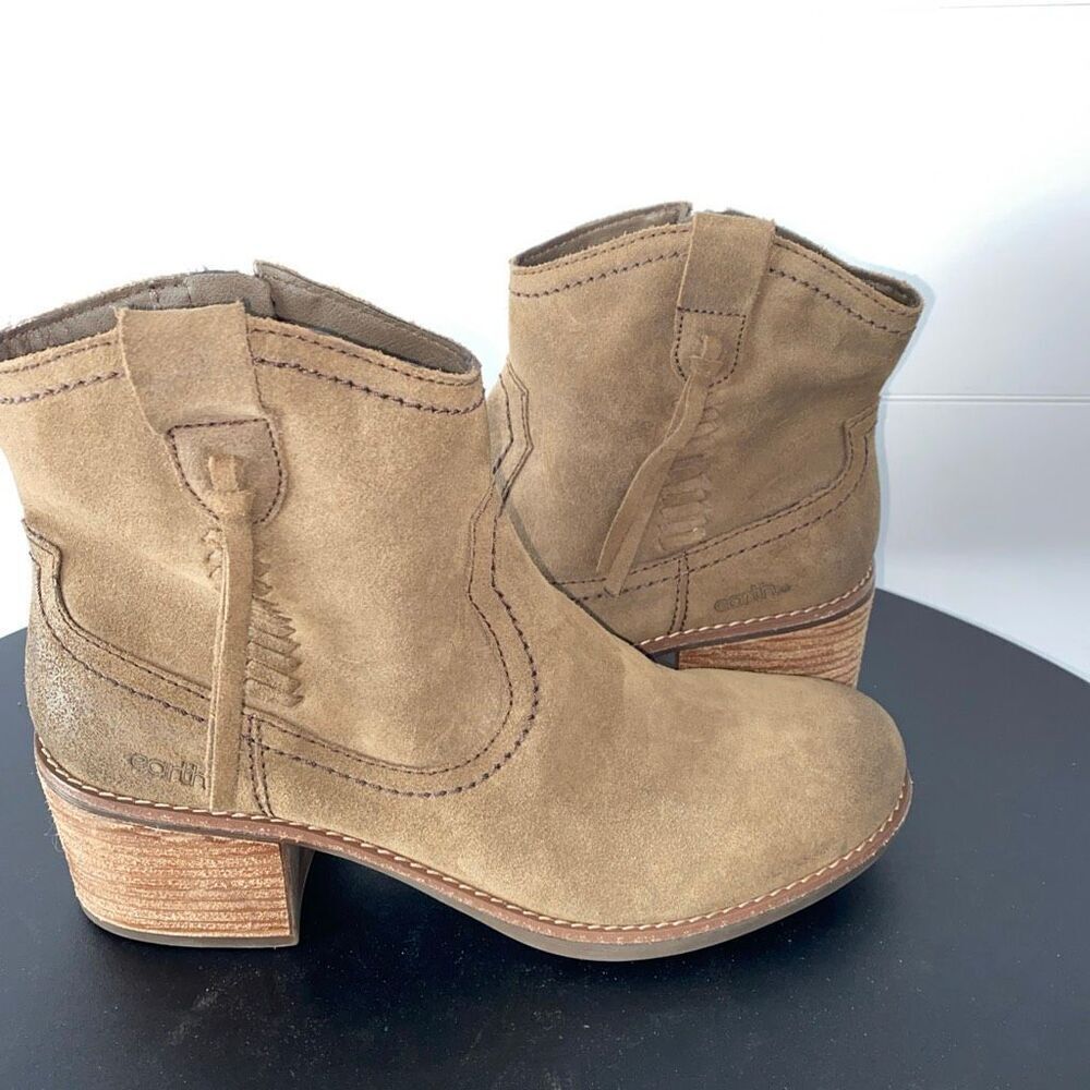 Earth Irene Round Toe Block Heel Ankle Boots Brown Genuine Leather Sz 11 - Picture 13 of 14